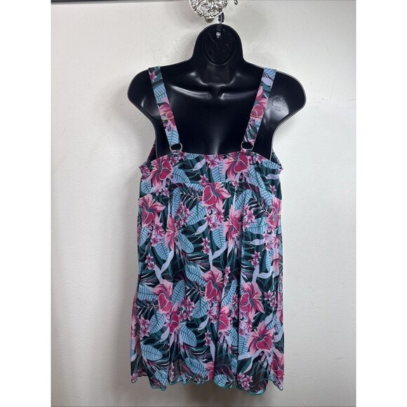(L1) Fit 4 U Swimwear Mesh Flyaway Floral over Black 1-piece Sizes 22W,18w - Picture 8 of 11